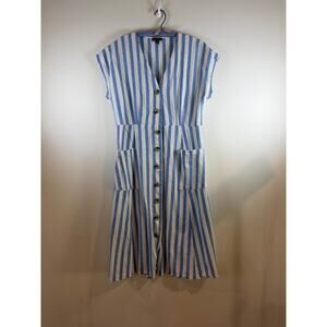 Nina Leonard blue and white striped dress